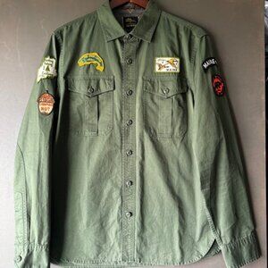 LL Bean Todd Snyder Mens Green Patchwork Camping Fishing Outdoor Shirt Jacket